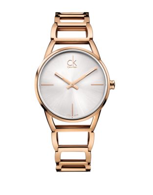 UPC 613352060365 product image for Calvin Klein Ladies Swiss Stately Rose Gold-Tone Stainless Steel Bracelet Watch | upcitemdb.com