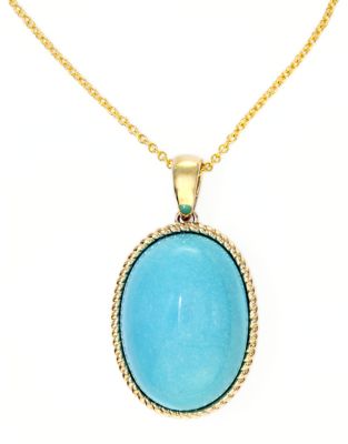14Kt. Yellow Gold & Turquoise Oval Pendant