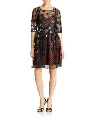 Plenty By Tracy Reese Dotted Net Cocktail Dress