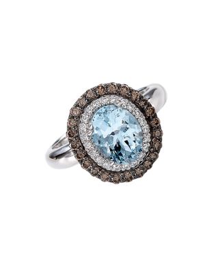 UPC 667983705928 product image for Levian Sea Blue Aquamarine & Chocolate Diamond Ring in 14 Kt. Vanilla Gold, 0.53 | upcitemdb.com