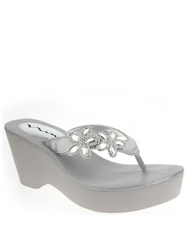 UPC 716142464425 product image for Nina Bradie Synthetic Wedge Thong Sandals | upcitemdb.com