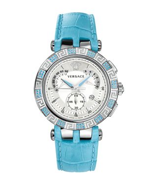 EAN 7630030500862 product image for Versace Men's Silver-Tone & Aqua V-Race Watch | upcitemdb.com