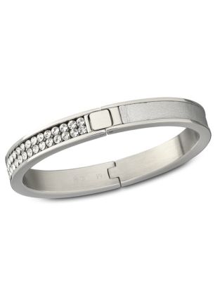 UPC 768549233265 product image for Swarovski Hinged Crystal and Leather Bangle | upcitemdb.com