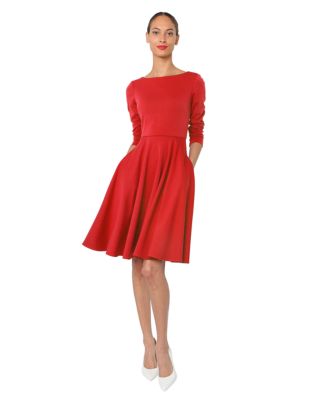 Isaac Mizrahi New York Long-Sleeved Red Dress
