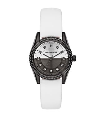 UPC 796483170582 product image for Karl Lagerfeld Petite Stud White Leather Strap Watch | upcitemdb.com