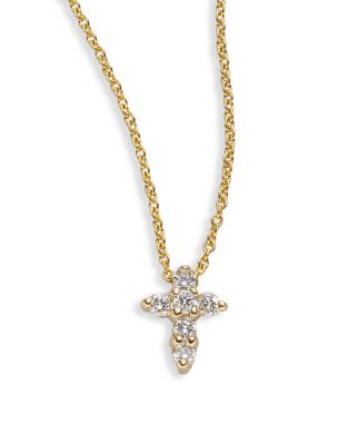 UPC 801200000131 product image for Roberto Coin Tiny Treasures Diamond and 18K Yellow Gold Mini Cross Pendant | upcitemdb.com