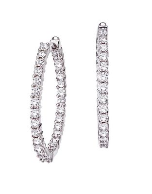 UPC 801200000575 product image for Roberto Coin Diamond and 18K White Gold Hoop Earrings, 1in | upcitemdb.com