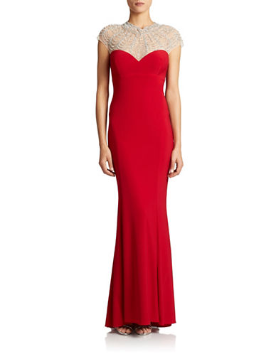 ... Xscape online and buy Xscape Beaded Illusion Neck Gown dress online