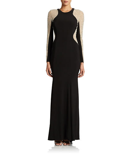 Xscape online and buy Xscape Petite Long Sleeved Beaded Gown dress ...