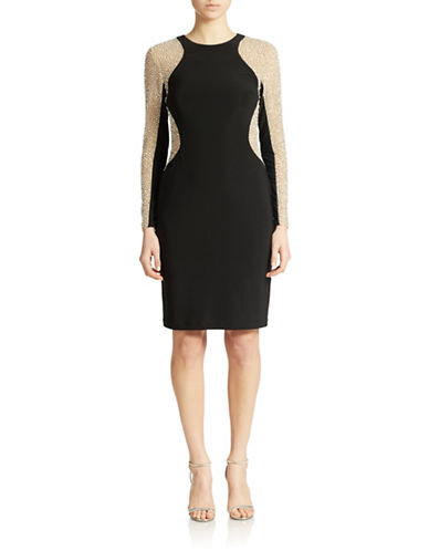 ... Xscape online and buy Xscape Beaded Sleeve Sheath Dress dress online