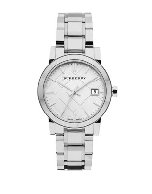 UPC 822138033183 product image for Burberry Ladies' Stainless Steel Watch with Silver Check Dial | upcitemdb.com