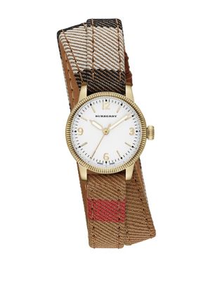 UPC 822138043595 product image for Burberry Ladies' Utilitarian Gold-Tone & Double Wrap Strap Watch | upcitemdb.com