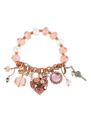 UPC 885043701349 product image for Betsey Johnson Vintage Pink Charm Bracelet | upcitemdb.com