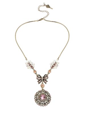 UPC 885043941851 product image for Betsey Johnson Crystallized Bow & Circle Pendant Necklace | upcitemdb.com