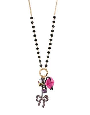 UPC 885043946283 product image for Betsey Johnson Multi Charm and Cat Pendant Necklace | upcitemdb.com