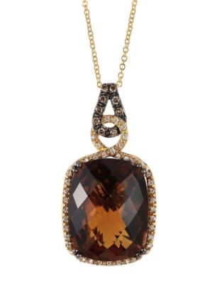 UPC 886589491732 product image for Levian 14Kt. Rose Gold, Quartz & Diamond Pendant Necklace | upcitemdb.com