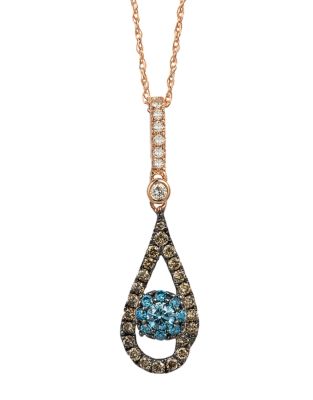 levian 14kt rose gold and blue diamond pendant necklace levian