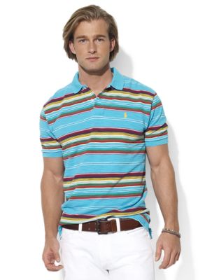 Buy ralph lauren polo shirts - Classic-Fit Short-Sleeved Multi-Striped Mesh Polo Shirt