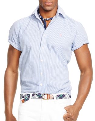 UPC 889043716365 product image for Polo Ralph Lauren Short-Sleeved Striped Seersucker Shirt | upcitemdb.com