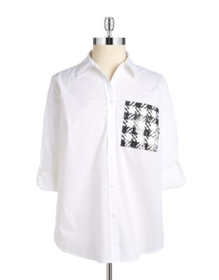 UPC 889154433625 product image for Michael Michael Kors Plus Plus Sequined Button-Down Shirt | upcitemdb.com