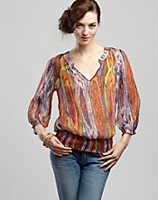 Printed Smocked Top
