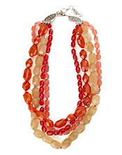 Red Multi Strand Torsade Necklace