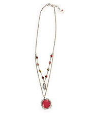 Red Set-Stone Double Necklace