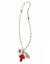 Ruby Inlay Cross Charm Necklace