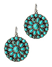 Turquoise Set Stone Disk Earrings