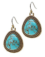 Turquoise Set Stone Drop Earrings