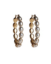 Two-Tone Oblong Hoop Earrings