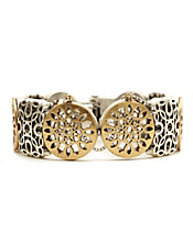 Two-Tone Openwork Metal Hinge Bracelet