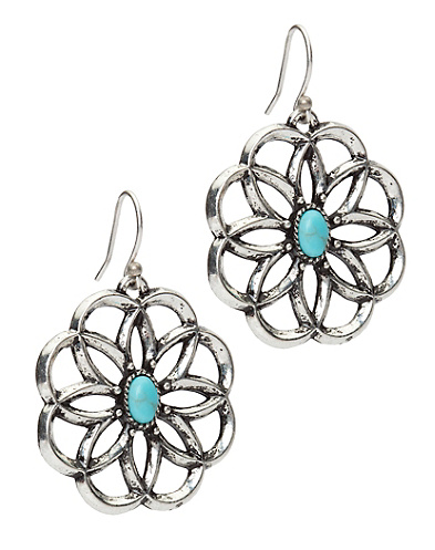 Openwork Flower Drop Earrings