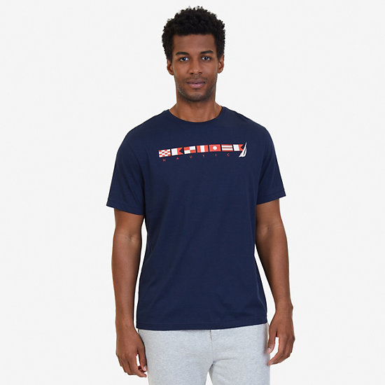 Sailing Flags Sleep T-Shirt,Navy,large
