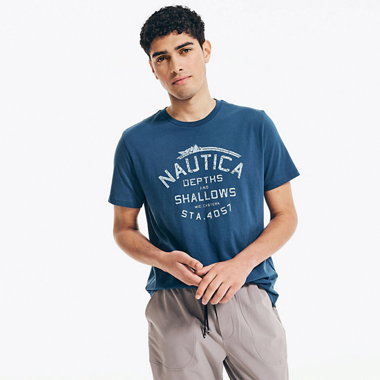 Depths and Shallows Graphic T-Shirt,Estate Blue,large