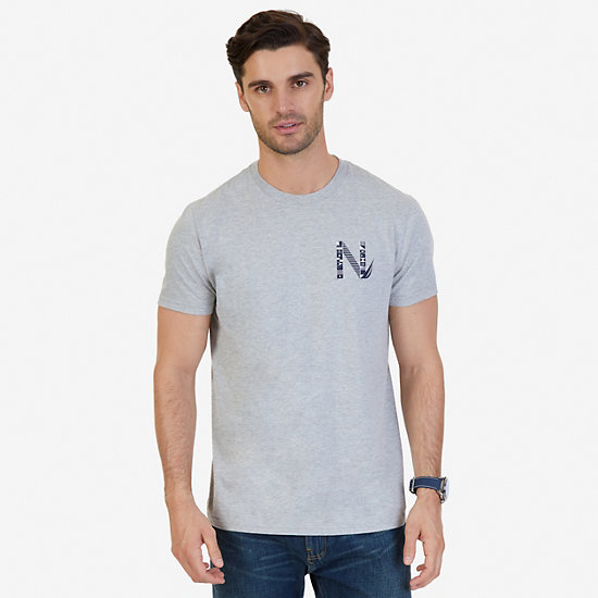 Sailing Flags Graphic T-Shirt,Grey Heather,large