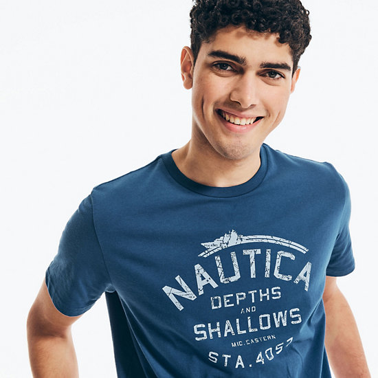 Depths and Shallows Graphic T-Shirt,Estate Blue,large