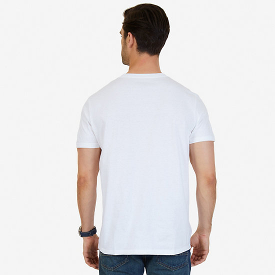 City-Sea Graphic V-Neck T-Shirt,Bright White,large