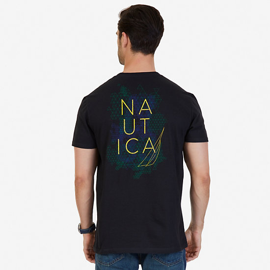 Signature Graphic V-Neck T-Shirt,True Black,large