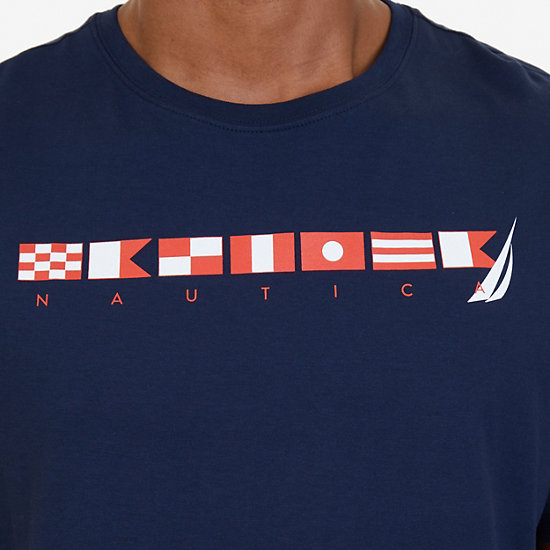 Sailing Flags Sleep T-Shirt,Navy,large