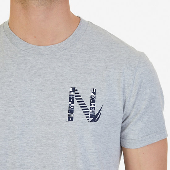 Sailing Flags Graphic T-Shirt,Grey Heather,large