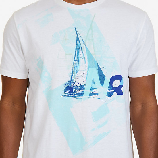N83 Sailboat Graphic T-Shirt,Bright White,large