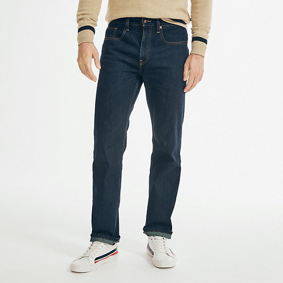 Straight Fit Dark Wash Jean,Marine Rinse Denim Wash,large