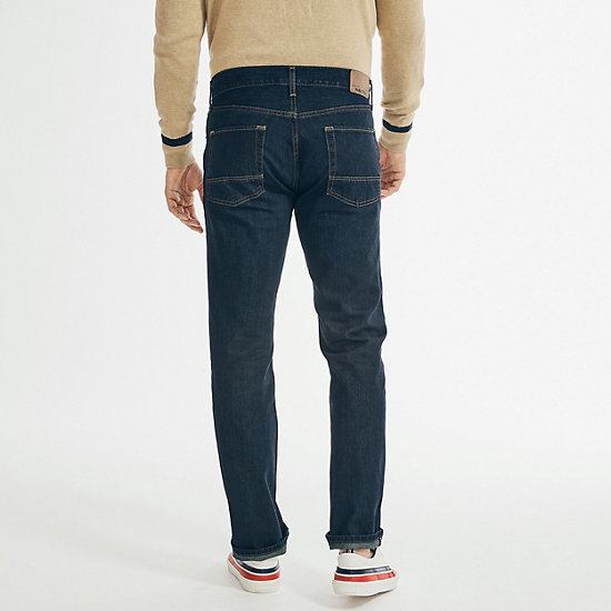 Straight Fit Dark Wash Jean,Marine Rinse Denim Wash,large