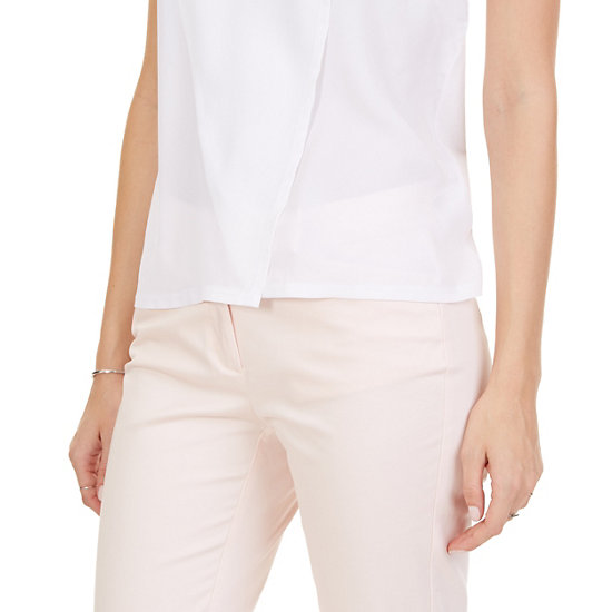 Solid Sleeveless Top,Bright White,large