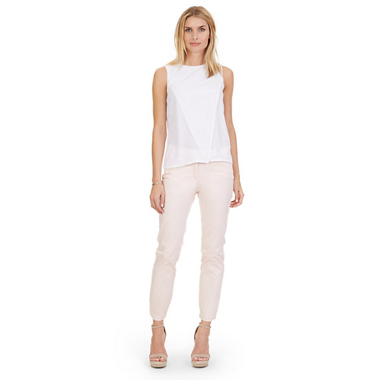 Solid Sleeveless Top,Bright White,large
