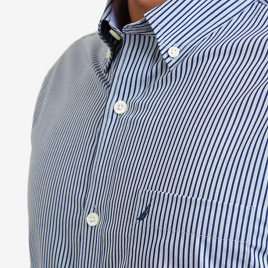 Wrinkle Resistant Striped Shirt,J Navy,large