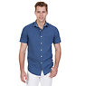 Printed Chambray Short Sleeve Shirt,Blue Moon,small