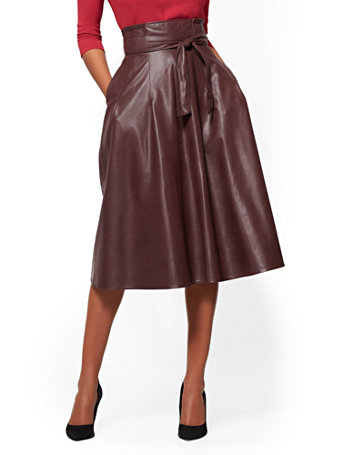 paperbag leather skirt waist faux