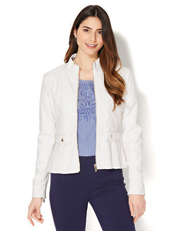peplum pleated faux jacket leather
